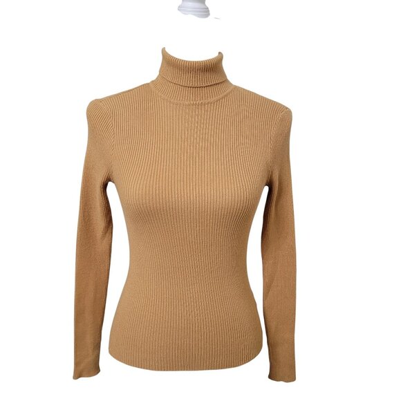 Active USA Size S Camel Color Viscose Ribbed Turtleneck, Exc. Used Condition - Picture 1 of 10